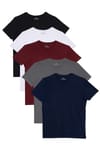 Unisex 5'li Paket Siyah-Beyaz-Haki-Bordo-Vizon Slim Fit Dar Kesim %100 Pamuk Bisiklet Yaka Tişört
