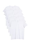 Unisex 5'li Paket Beyaz Slim Fit Dar Kesim %100 Pamuk Bisiklet Yaka Tişört