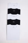 Unisex 5'li Paket Siyah-Beyaz Slim Fit Dar Kesim %100 Pamuk Bisiklet Yaka Tişört
