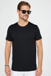 Unisex 3'lü Paket Siyah-Beyaz-Vizon Slim Fit Dar Kesim %100 Pamuk Bisiklet Yaka Tişört