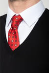Slim Fit Dar Kesim V Yaka Kendinden Desenli Erkek Süveter