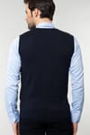 Slim Fit Dar Kesim V Yaka Kendinden Desenli Erkek Süveter
