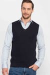Slim Fit Dar Kesim V Yaka Kendinden Desenli Erkek Süveter