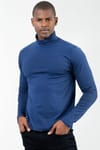 Slim Fit Dar Kesim Tam Balıkçı Yaka Düz İnce Erkek Sweatshirt