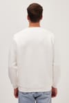 Unisex Relax Fit Rahat Kesim Pamuklu Yumuşak Dokulu İçi Polarlı Beyaz Bisiklet Yaka Sweatshirt