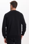 Unisex Relax Fit Rahat Kesim Pamuklu 3 İplik İçi Polarlı Basic Siyah Bisiklet Yaka Sweatshirt