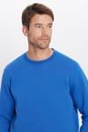 Unisex Relax Fit Rahat Kesim Pamuklu Yumuşak Dokulu İçi Polarlı Basic Saks Mavi Bisiklet Yaka Sweatshirt