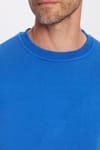 Unisex Relax Fit Rahat Kesim Pamuklu Yumuşak Dokulu İçi Polarlı Basic Saks Mavi Bisiklet Yaka Sweatshirt