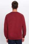 Unisex Relax Fit Rahat Kesim Pamuklu Yumuşak Dokulu İçi Polarlı Basic Bordo Bisiklet Yaka Sweatshirt