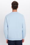 Unisex Relax Fit Rahat Kesim Pamuklu Yumuşak Dokulu İçi Polarlı Basic Mavi Bisiklet Yaka Sweatshirt