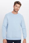 Unisex Relax Fit Rahat Kesim Pamuklu Yumuşak Dokulu İçi Polarlı Basic Mavi Bisiklet Yaka Sweatshirt
