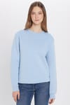 Unisex Relax Fit Rahat Kesim Pamuklu Yumuşak Dokulu İçi Polarlı Basic Mavi Bisiklet Yaka Sweatshirt