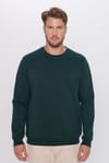 Unisex Relax Fit Rahat Kesim Pamuklu Yumuşak Dokulu İçi Polarlı Basic Yeşil Bisiklet Yaka Sweatshirt