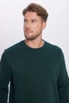 Unisex Relax Fit Rahat Kesim Pamuklu Yumuşak Dokulu İçi Polarlı Basic Yeşil Bisiklet Yaka Sweatshirt
