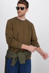 Unisex Relax Fit Rahat Kesim Pamuklu Yumuşak Dokulu İçi Polarlı Yeşil Bisiklet Yaka Sweatshirt