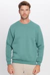 Unisex Relax Fit Rahat Kesim Pamuklu Yumuşak Dokulu Polarlı Basic Petrol Bisiklet Yaka Sweatshirt