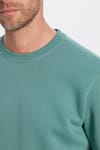 Unisex Relax Fit Rahat Kesim Pamuklu Yumuşak Dokulu Polarlı Basic Petrol Bisiklet Yaka Sweatshirt