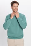 Unisex Relax Fit Rahat Kesim Pamuklu Yumuşak Dokulu Polarlı Basic Petrol Bisiklet Yaka Sweatshirt