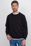 Unisex Relax Fit Rahat Kesim %100 Pamuk Basic Siyah Bisiklet Yaka Sweatshirt