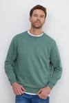 Unisex Relax Fit Rahat Kesim %100 Pamuk Basic Yeşil Bisiklet Yaka Sweatshirt