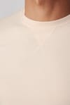 Pamuk Bisiklet Yaka Basic Ekru Unisex Sweatshirt