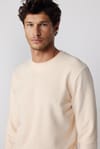 Pamuk Bisiklet Yaka Basic Ekru Unisex Sweatshirt