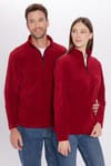 Unisex Standart Fit Rahat Kesim Tüylenme Yapmayan Soğuk Geçirmez  Bordo Dik Yaka Polar Sweatshirt