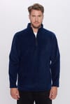 Erkek Standart Fit Rahat Kesim Tüylenme Yapmayan Soğuk Geçirmez Lacivert Dik Yaka Polar Sweatshirt
