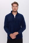 Erkek Standart Fit Rahat Kesim Tüylenme Yapmayan Soğuk Geçirmez Lacivert Dik Yaka Polar Sweatshirt