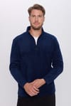 Unisex Standart Fit Rahat Kesim Soğuğa Karşı Dayanıklı Lacivert Dik Yaka Polar Sweatshirt