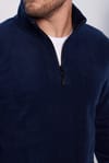 Unisex Standart Fit Rahat Kesim Soğuğa Karşı Dayanıklı Lacivert Dik Yaka Polar Sweatshirt
