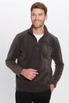 Unisex Standart Fit Tüylenmeye Karşı Dirençli Soğuğa Karşı Dayanıklı Füme Dik Bato Yaka Polar Sweatshirt