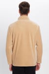 Unisex Standart Fit Rahat Kesim Tüylenme Yapmayan Soğuk Geçirmez Bej Dik Yaka Polar Sweatshirt