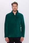 Unisex Standart Fit Rahat Kesim Soğuğa Karşı Dayanıklı Yeşil Dik Yaka Polar Sweatshirt