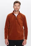 Unisex Standart Fit Rahat Kesim Tüylenme Yapmayan Soğuk Geçirmez Kahverengi Dik Yaka Polar Sweatshirt