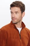 Unisex Standart Fit Rahat Kesim Tüylenme Yapmayan Soğuk Geçirmez Kahverengi Dik Yaka Polar Sweatshirt