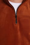Unisex Standart Fit Rahat Kesim Tüylenme Yapmayan Soğuk Geçirmez Kahverengi Dik Yaka Polar Sweatshirt