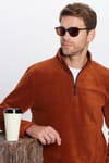 Unisex Standart Fit Rahat Kesim Tüylenme Yapmayan Soğuk Geçirmez Kahverengi Dik Yaka Polar Sweatshirt