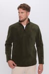 Unisex Standart Fit Rahat Kesim Soğuğa Karşı Dayanıklı Koyu Haki Dik Yaka Polar Sweatshirt