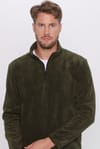 Unisex Standart Fit Rahat Kesim Soğuğa Karşı Dayanıklı Koyu Haki Dik Yaka Polar Sweatshirt