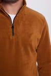 Erkek Dik Yaka Tüylenme Yapmayan Soğuk Geçirmez Standart Fit Rahat Kesim Polar Sweatshirt