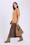 Kadın Oversize Geniş Kesim %100 Pamuk Basic Beyaz Bisiklet Yaka Camel Sweatshirt