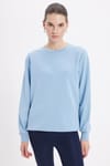 Kadın Oversize Geniş Kesim Pamuk Bisiklet Yaka Basic Sweatshirt