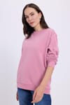 Kadın Oversize Geniş Kesim %100 Pamuk Basic Lila Bisiklet Yaka Sweatshirt
