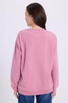 Kadın Oversize Geniş Kesim %100 Pamuk Basic Lila Bisiklet Yaka Sweatshirt