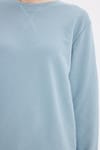 Kadın Oversize Geniş Kesim Pamuk Bisiklet Yaka Basic Sweatshirt