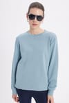 Kadın Oversize Geniş Kesim Pamuk Bisiklet Yaka Basic Sweatshirt