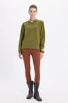 Kadın Oversize Geniş Kesim Pamuk Bisiklet Yaka Basic Sweatshirt