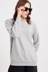 Kadın Oversize Geniş Kesim %100 Pamuk 3 İplik Bisiklet Yaka Basic Sweatshirt