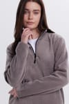 WOMAN POLAR HALF ZIPPER PLAIN ONL
